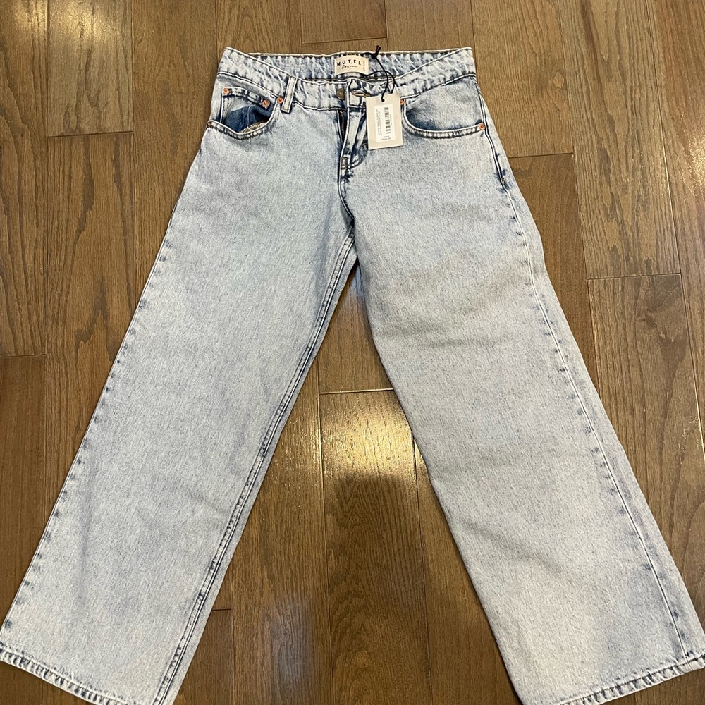 Motel Rocks Light Blue Wide Leg Jeans